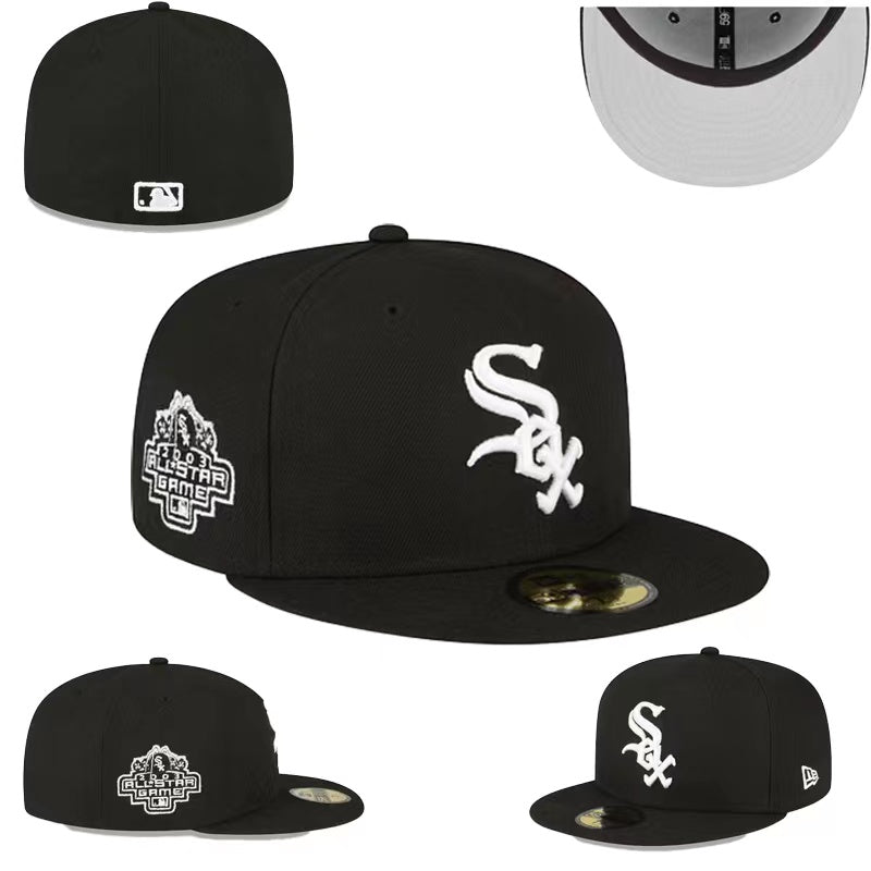 Chicago White Sox Fitted MLB Hat with 2003 All-Star Game Patch – Black — view 1