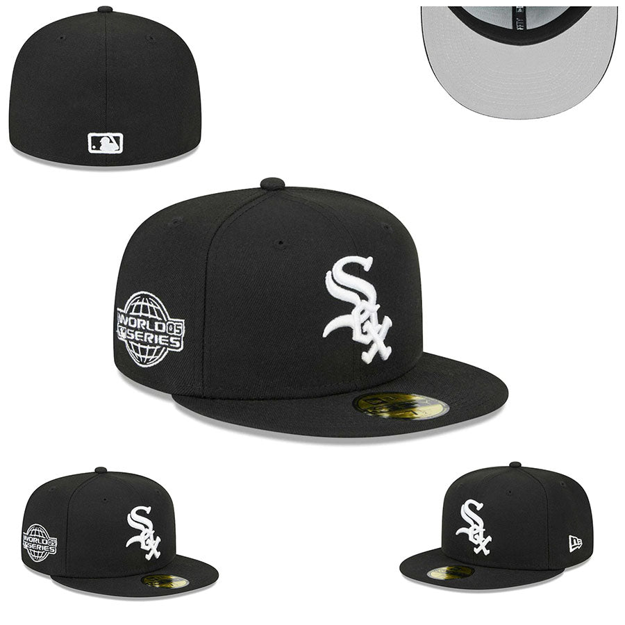 Chicago White Sox Fitted MLB Hat with 2005 World Series Patch – Black — view 1