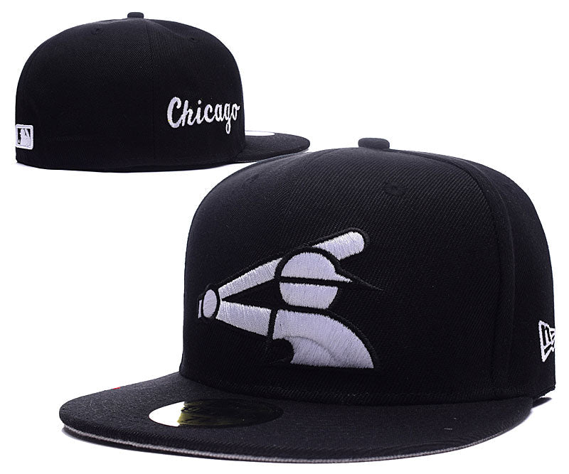 Chicago White Sox Fitted MLB Hat with Retro Batter Logo – Black — view 1