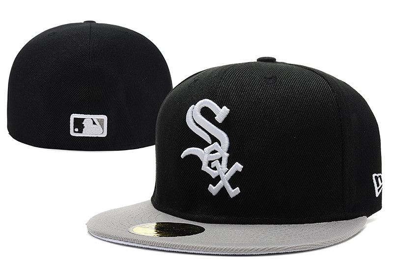 Chicago White Sox Fitted MLB Hat with Gray Brim – Black — view 1