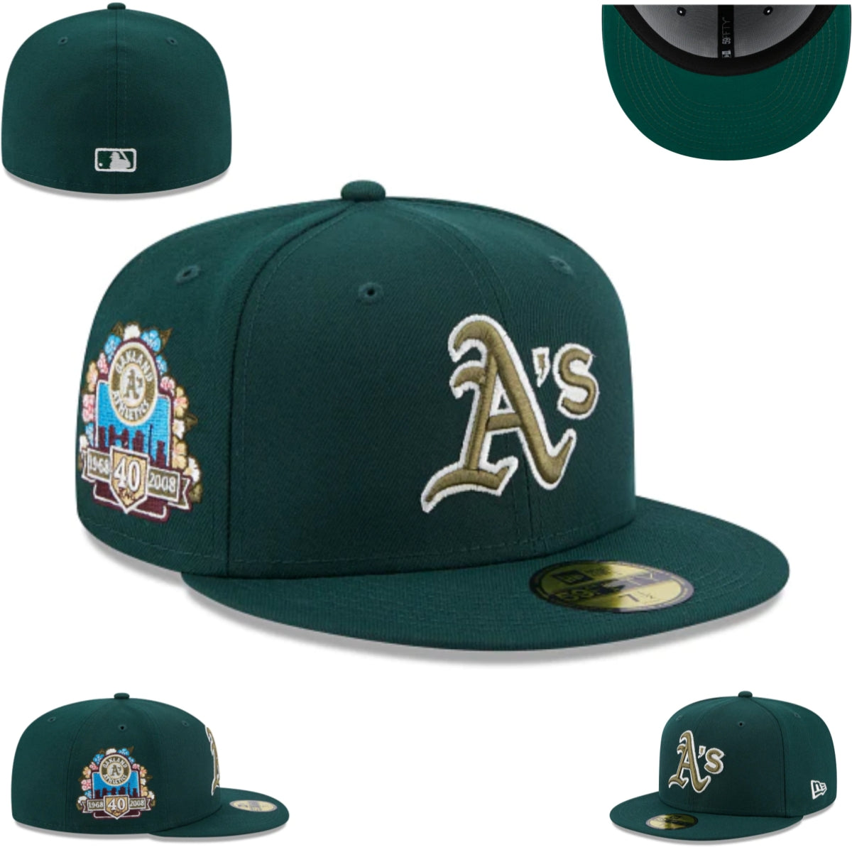 Oakland Athletics 40th Anniversary Green Fitted Hat — view 1
