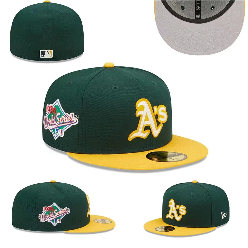 Oakland Athletics Green & Yellow 1990 World Series Fitted Hat — view 1