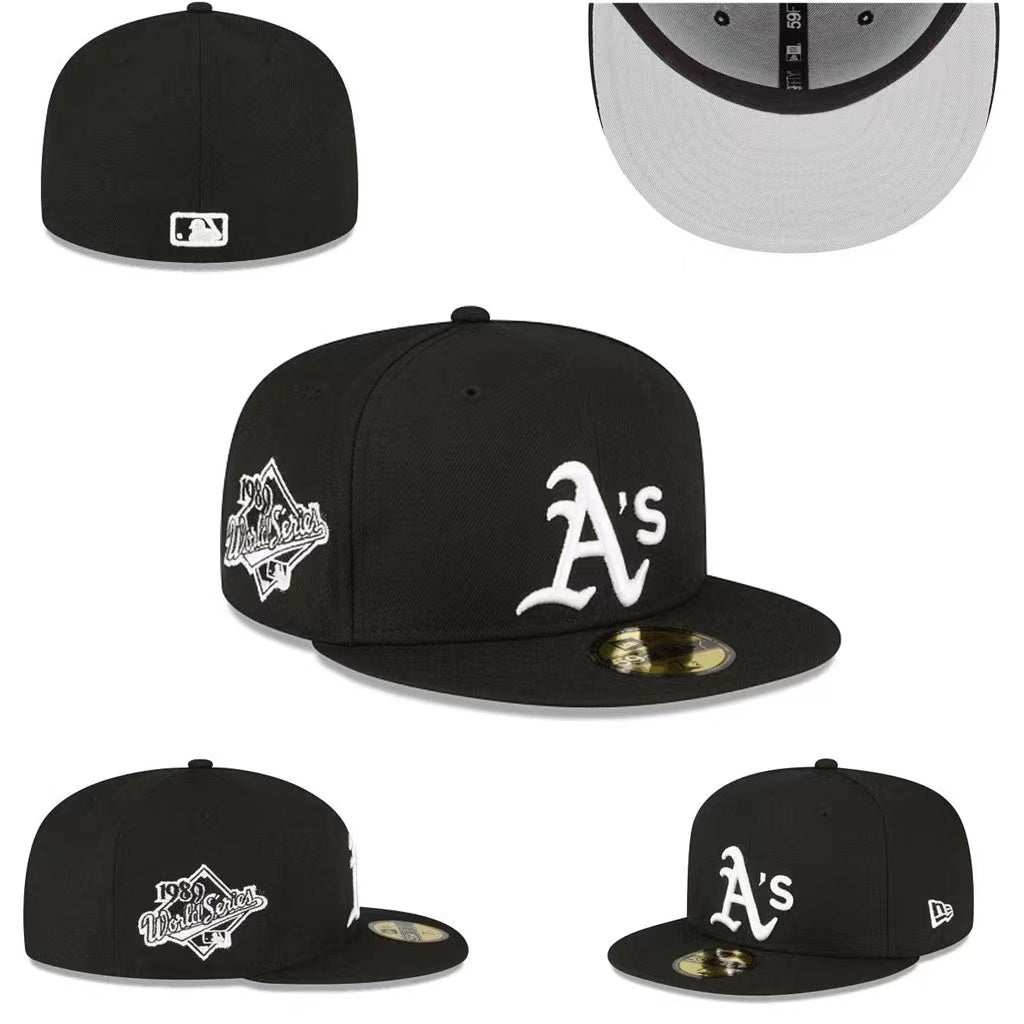 Oakland Athletics Black 1989 World Series Fitted Hat — view 1