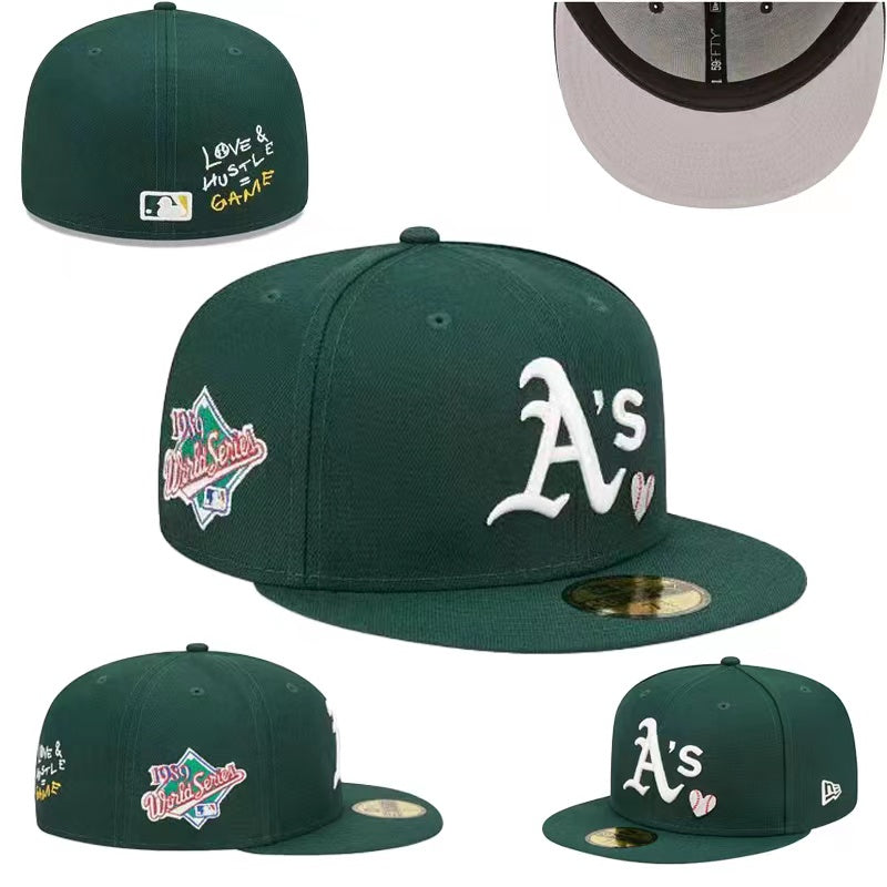 Oakland Athletics Green Love & Hustle 1989 World Series Fitted Hat — view 1