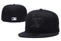 Oakland Athletics Blackout Fitted Cap – Black with Embroidered Logo — view 1
