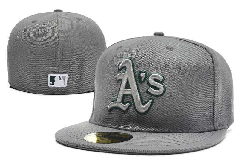Oakland Athletics Fitted Cap – Grey with Embroidered Logo — view 1