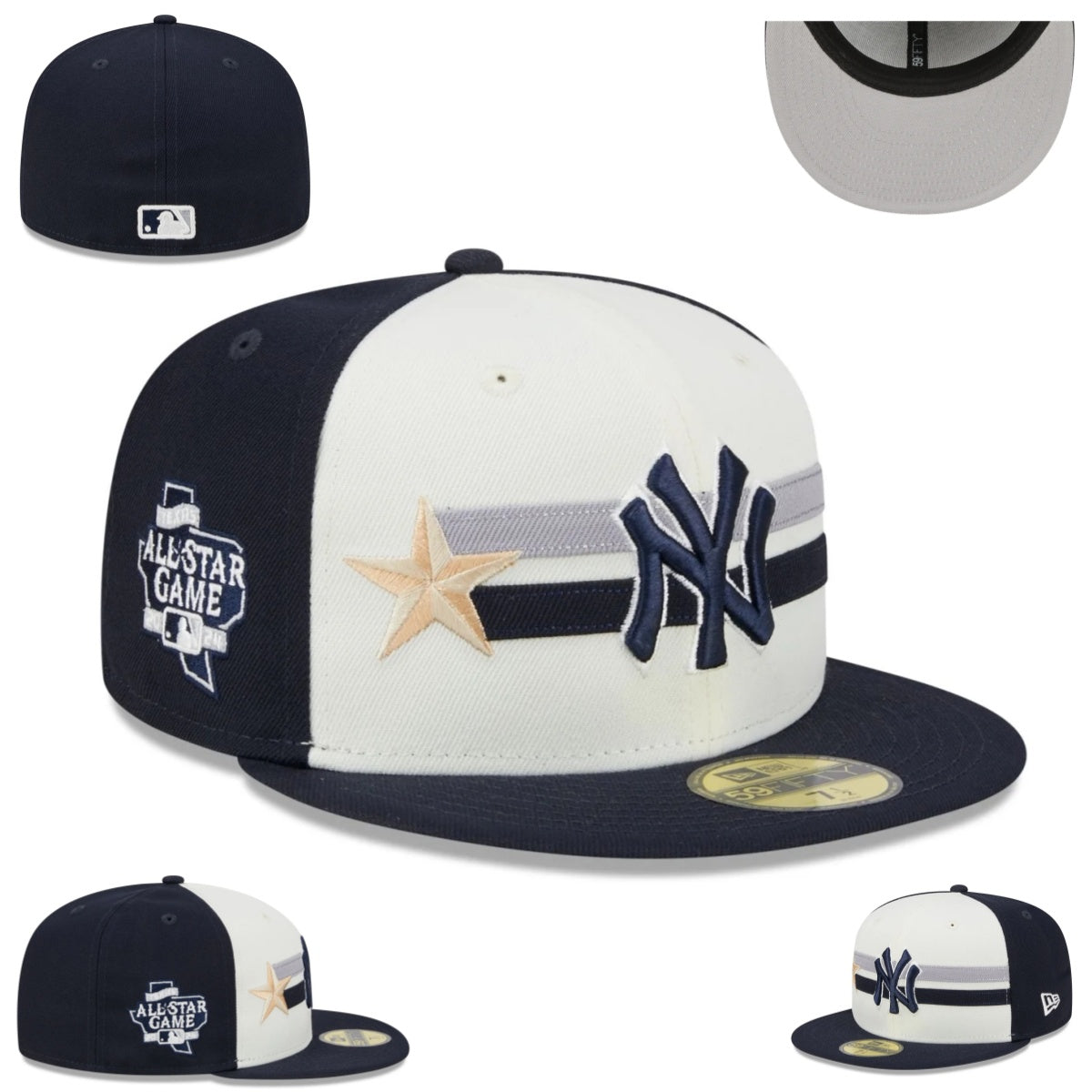 New York Yankees All-Star Game Fitted Cap – Navy and White with Gold Star Embroidery — view 1