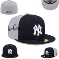 New York Yankees Two-Tone Navy and Gray Fitted Cap with Script Detail — view 1