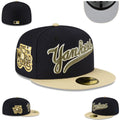 New York Yankees 75th World Series Commemorative Navy and Beige Fitted Hat — view 1