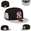 New York Yankees 75th World Series Edition Fitted Hat with Black Crown and Gray Brim — view 1