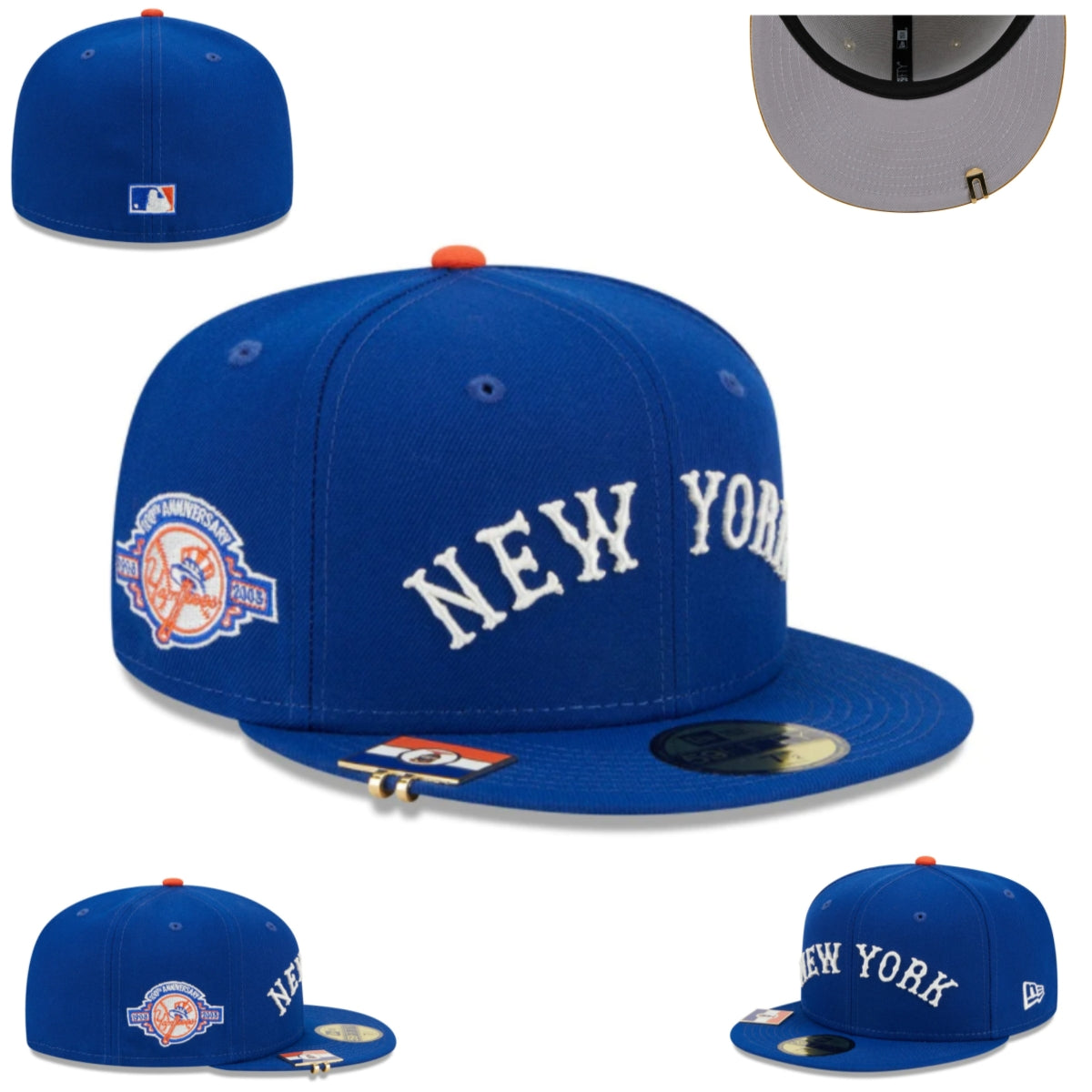 New York Yankees 100th Anniversary Fitted Cap – Royal Blue with Commemorative Patch — view 1