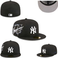 New York Yankees Snapback Hat with Classic Logo and Script Embroidery – Black — view 1