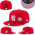 New York Yankees 59FIFTY Fitted Hat with Rose Embroidery and 1999 World Series Patch – Red — view 1