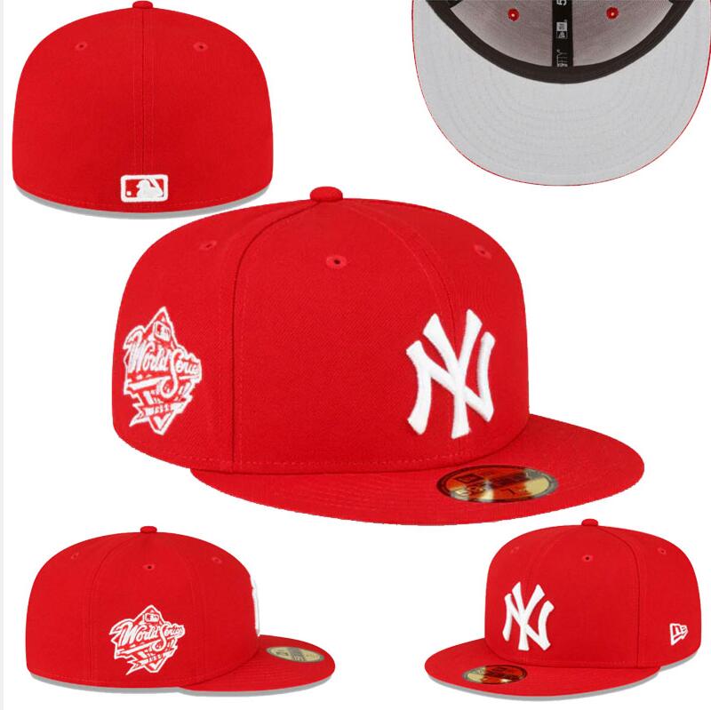 New York Yankees 59FIFTY Fitted Hat with 1999 World Series Patch – Red — view 1