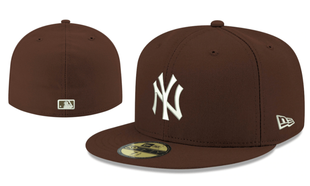 New York Yankees 59FIFTY Fitted Hat with White Logo – Brown — view 1