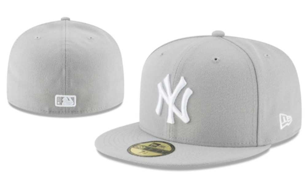 New York Yankees 59FIFTY Fitted Hat with White Logo – Gray — view 1