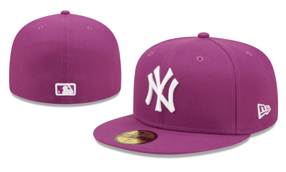 New York Yankees 59FIFTY Fitted Hat with White Logo – Purple — view 1
