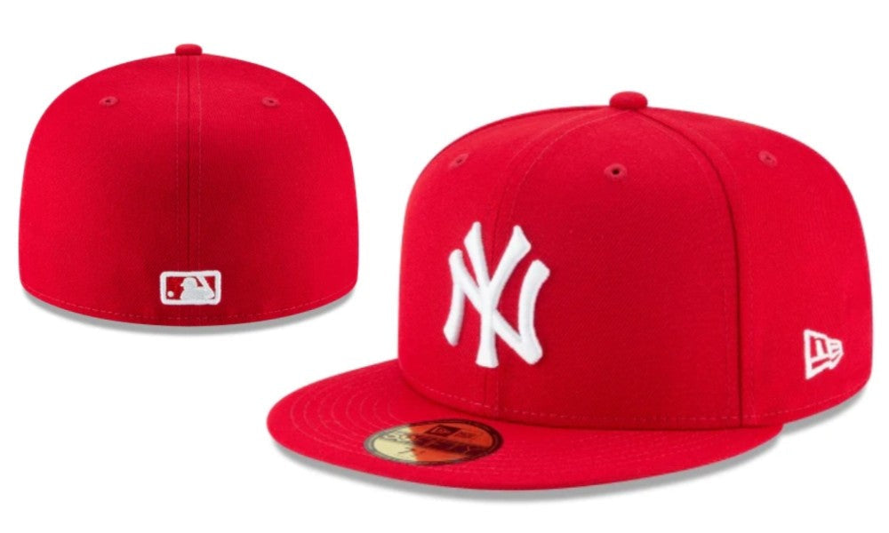 New York Yankees 59FIFTY Fitted Hat with White Logo – Red — view 1