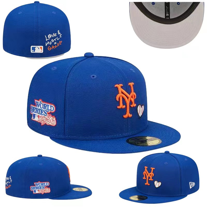 New York Mets 59FIFTY Fitted Hat with 1986 World Series Patch – Blue — view 1