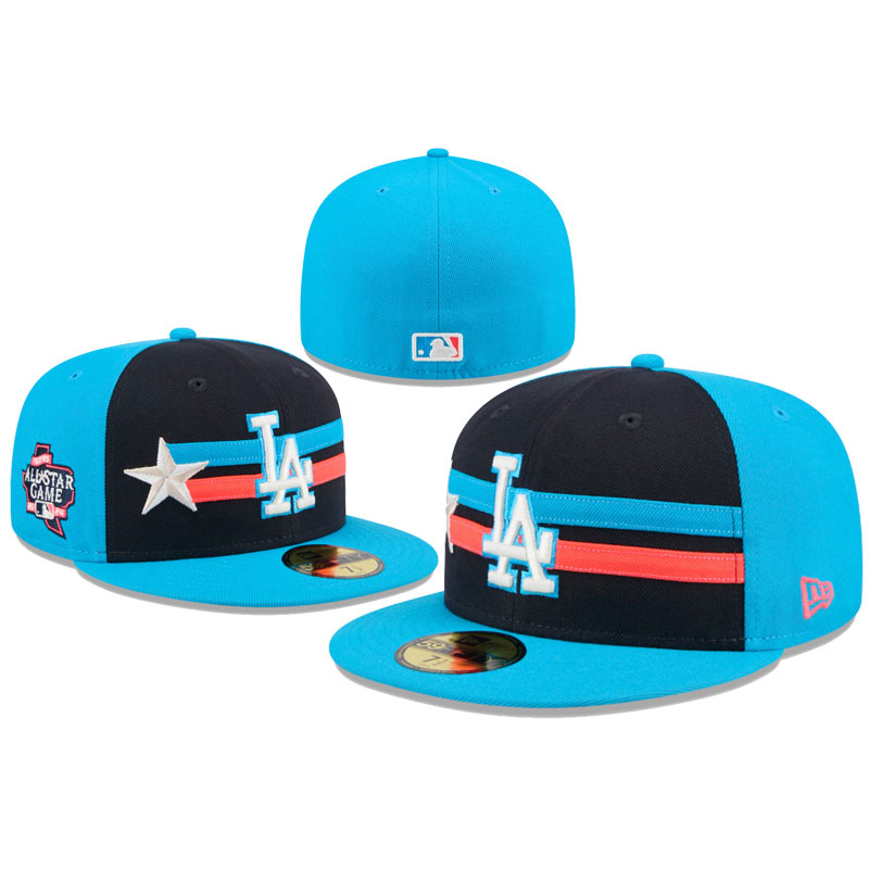 Los Angeles Dodgers Turquoise and Black All-Star Game Fitted Cap with Star Accent and MLB Patch — view 1