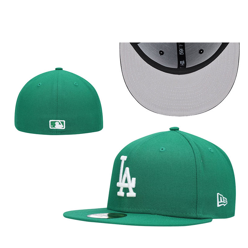 Los Angeles Dodgers Green Fitted Cap with White Logo Embroidery — view 1