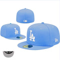 Los Angeles Dodgers Sky Blue Fitted Cap with White Logo — view 1