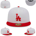 Los Angeles Dodgers White and Red Fitted Cap with Red Logo — view 1