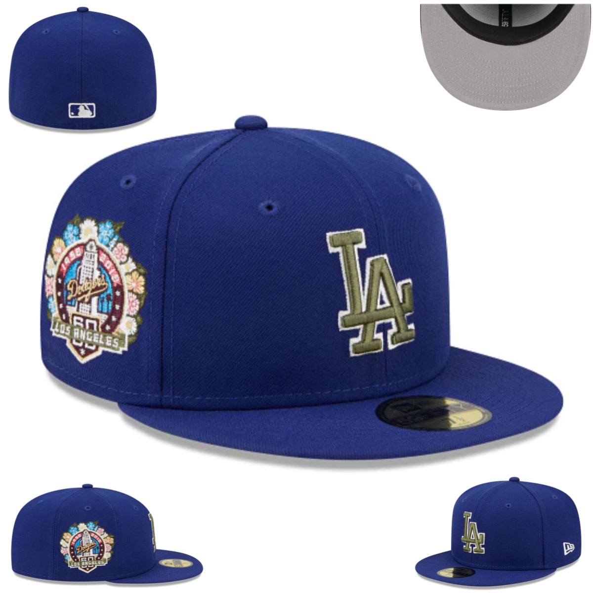 Los Angeles Dodgers Royal Blue 60th Anniversary Fitted Cap with Gold Accents — view 1