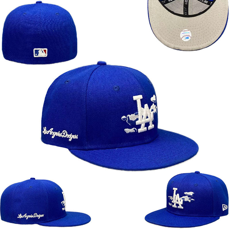 Los Angeles Dodgers Blue Fitted Cap with Clouds Embroidery — view 1