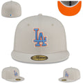 Los Angeles Dodgers Beige Fitted Cap with Blue and Orange Logo — view 1
