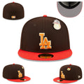 Los Angeles Dodgers Brown and Orange Fitted Cap — view 1