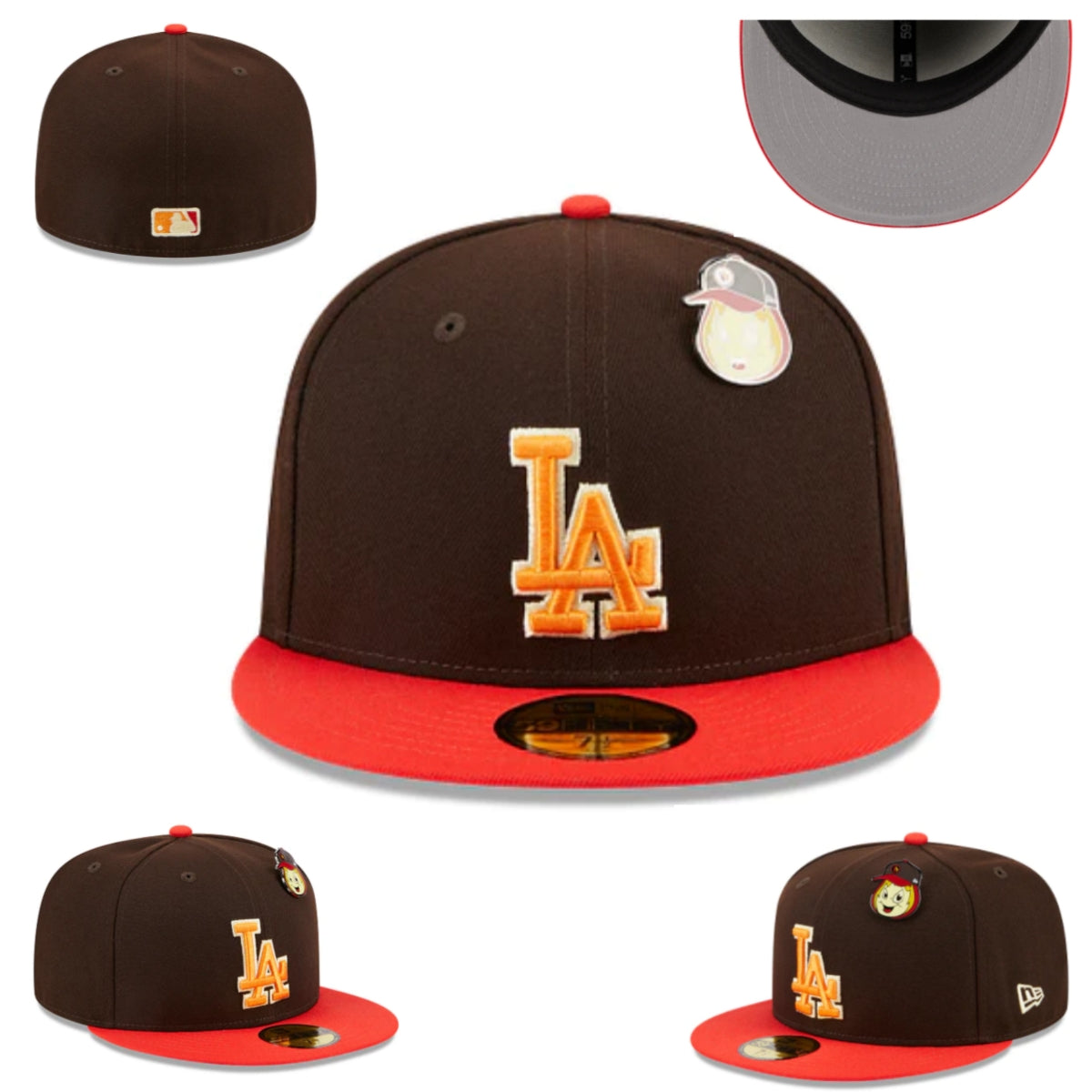 Los Angeles Dodgers Brown and Orange Fitted Cap — view 1