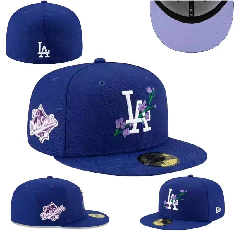Los Angeles Dodgers Blue Floral Fitted Cap — view 1