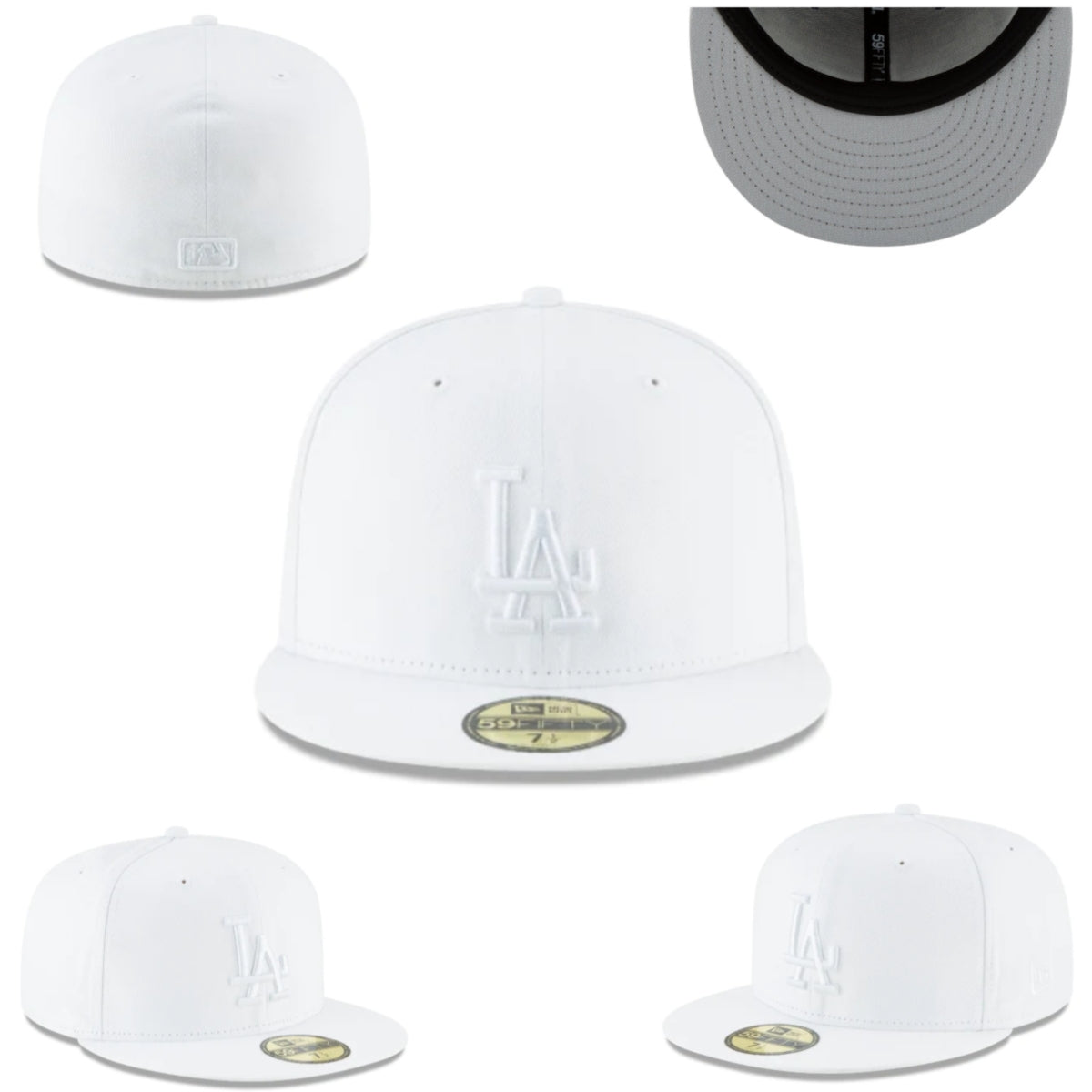 Los Angeles Dodgers All-White Fitted Cap — view 1