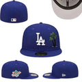 Los Angeles Dodgers Royal Blue Fitted Hat with Palm Tree Embroidery and 1959 World Series Side Patch — view 1