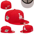 Los Angeles Dodgers Red Fitted Hat with 1959 World Series Patch and “Love & Hustle” Embroidery — view 1