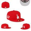 Los Angeles Dodgers Red Fitted Hat with 1959 World Series Side Patch and Grey Undervisor — view 1