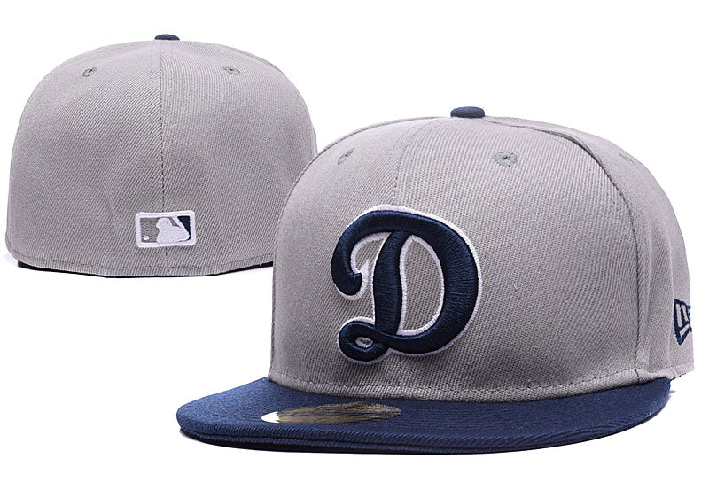 Los Angeles Dodgers Gray and Navy Fitted Hat with Vintage “D” Logo — view 1