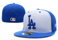 Los Angeles Dodgers Royal Blue and White Panel Fitted Hat with Bold LA Logo — view 1