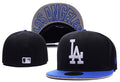 Los Angeles Dodgers Black Fitted Hat with White LA Logo and Undervisor Text — view 1