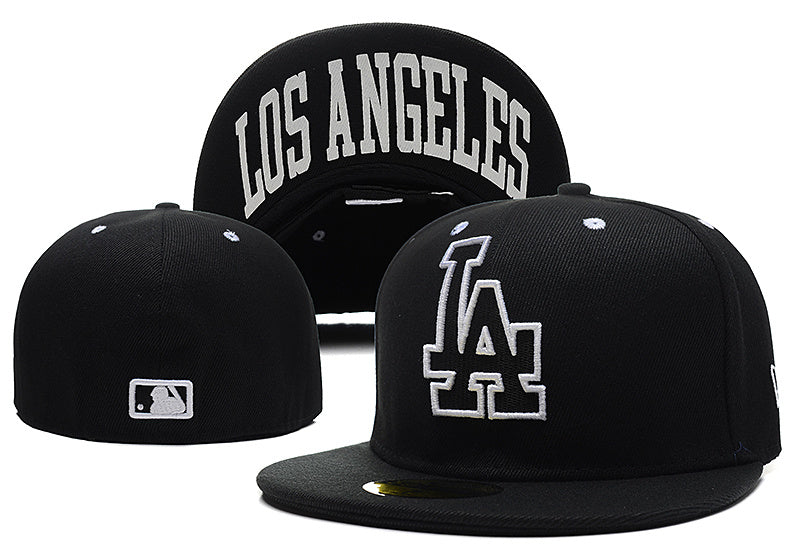 Los Angeles Dodgers Royal Blue Fitted Hat with White LA Logo and Undervisor Text — view 1