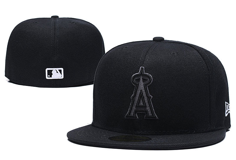 Los Angeles Angels Blackout Fitted Cap – Stealth Black MLB Hat with Embroidered Logo — view 1