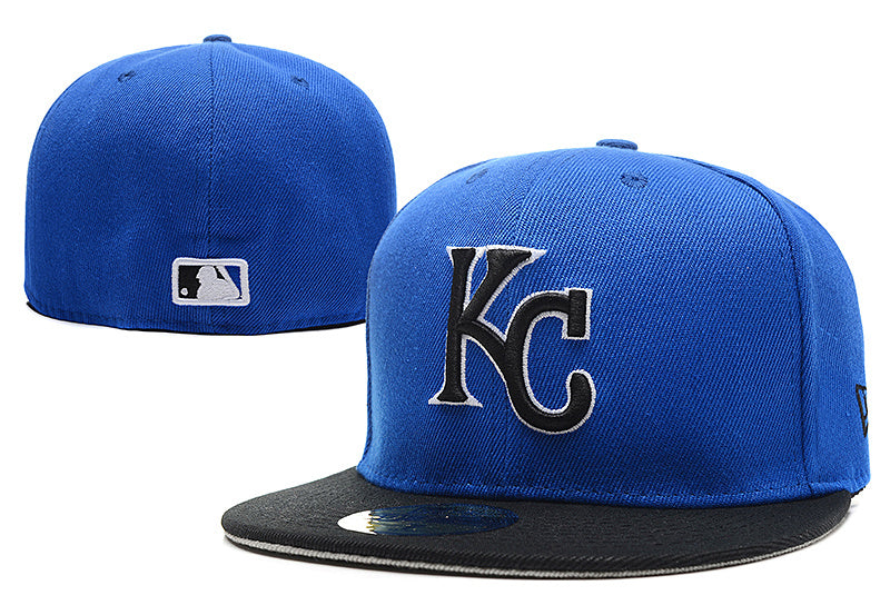 Kansas City Royals Blue and Black Fitted Cap – Embroidered Team Logo — view 1