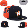 Houston Astros Navy and Orange Split Fitted Cap – Embroidered Logo — view 1