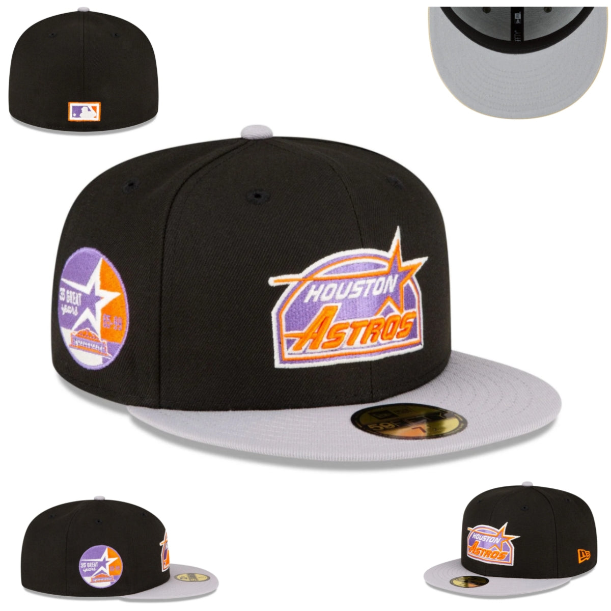 Kansas City Royals Black and Blue Fitted Cap with “Kansas City” Underbill Design — view 1