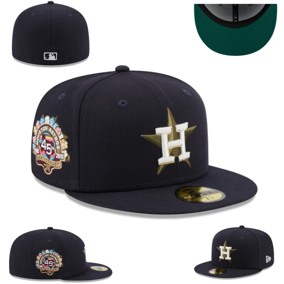 Houston Astros Black and Gray Fitted Cap with Retro Logo Design — view 1