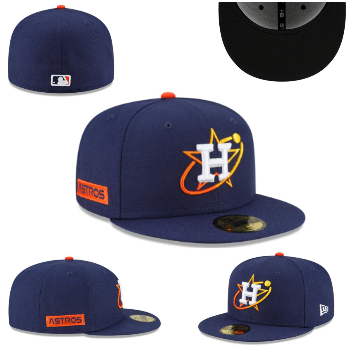 Houston Astros Navy and Orange Fitted Cap with Iconic Team Design — view 1