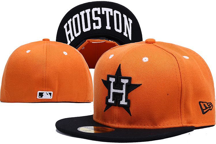 Houston Astros Orange and Black Fitted Cap with Star and H Logo – MLB Baseball Hat — view 1