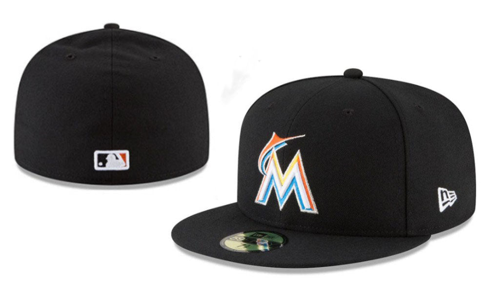 Classic Miami Marlins Black Fitted Cap — view 1