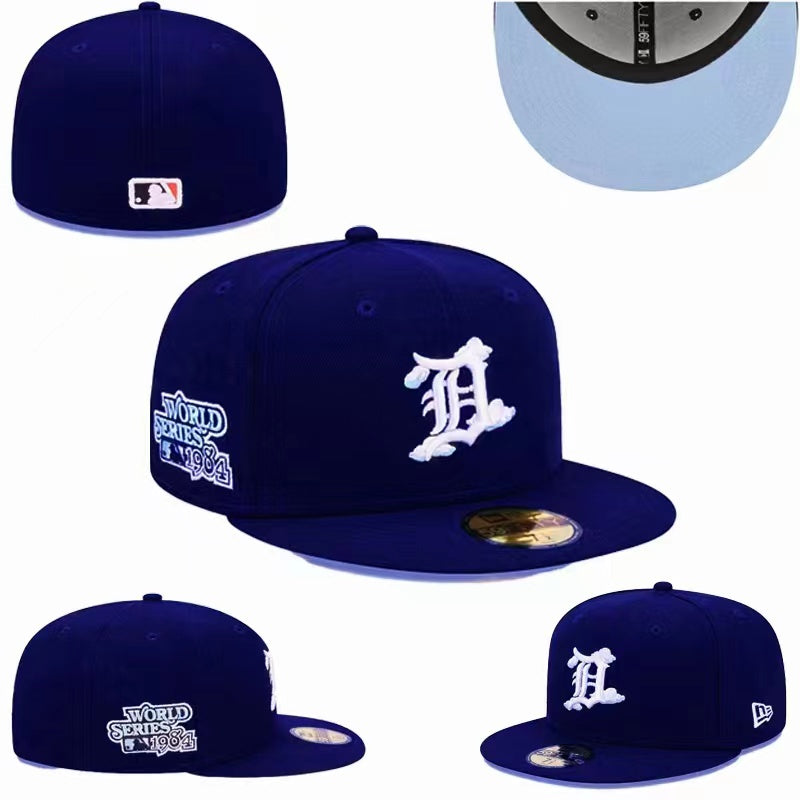 Detroit Tigers Royal Blue 1984 World Series Fitted Cap with White Embroidery — view 1